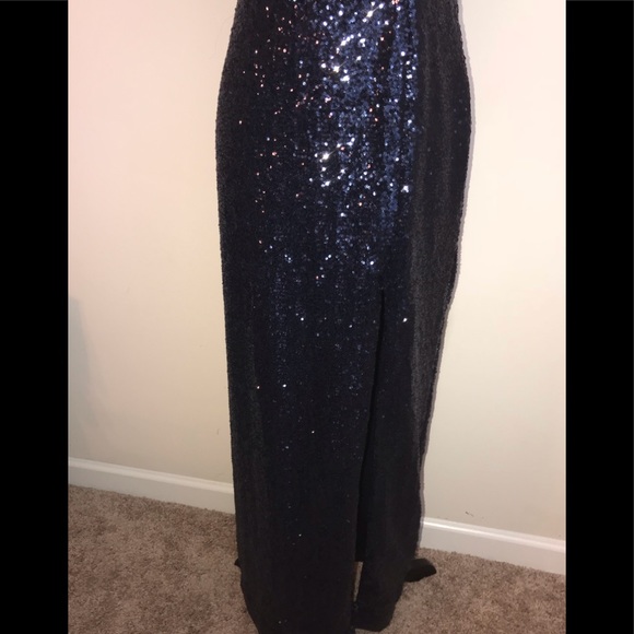 Blue Sequins Long Formal Dress - Picture 6 of 8